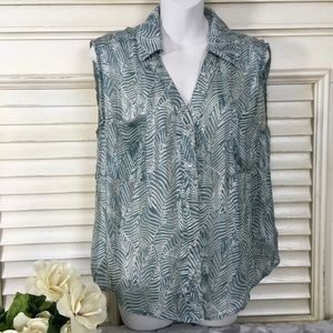 Forever 21 Print Semi-Sheer Sleeveless Blouse Top Size S